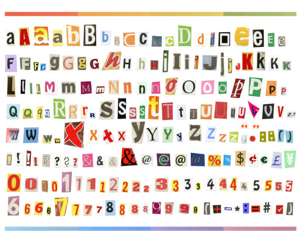 resumo da abc - typescript variation newspaper alphabet - fotografias e filmes do acervo