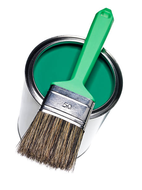 istock Green Paint can and brush 112135404