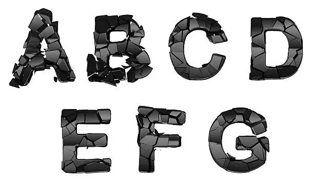 Broken A-G font letters
