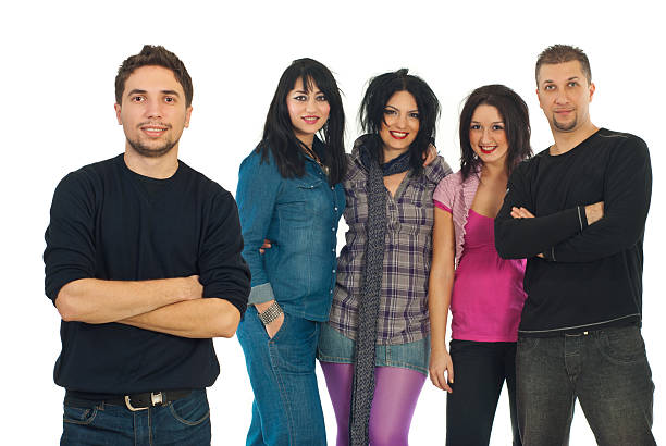 istock Smiling casual man and his friends 112150544