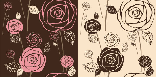 roses - seamless pattern vector art illustration