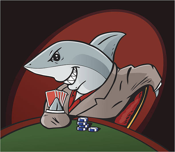 Card Shark Card Shark smiling for he has the winning hand. poker player stock illustrations