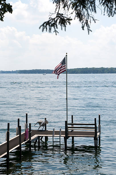 istock Dock with United States Flag 112254927