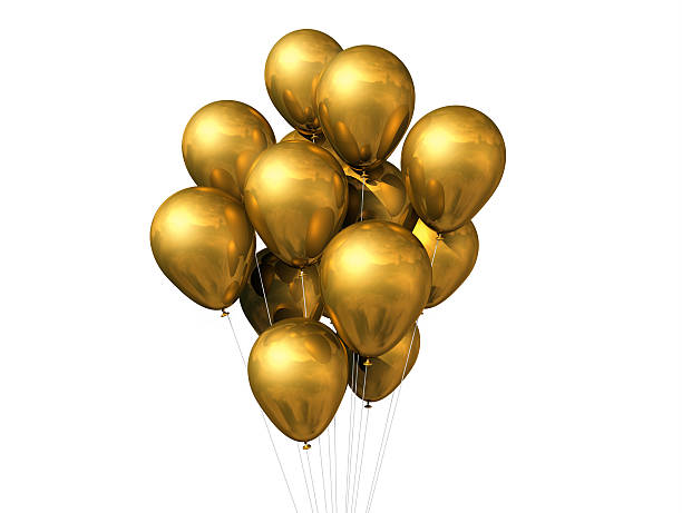 gold balloons isolated on white stock photo