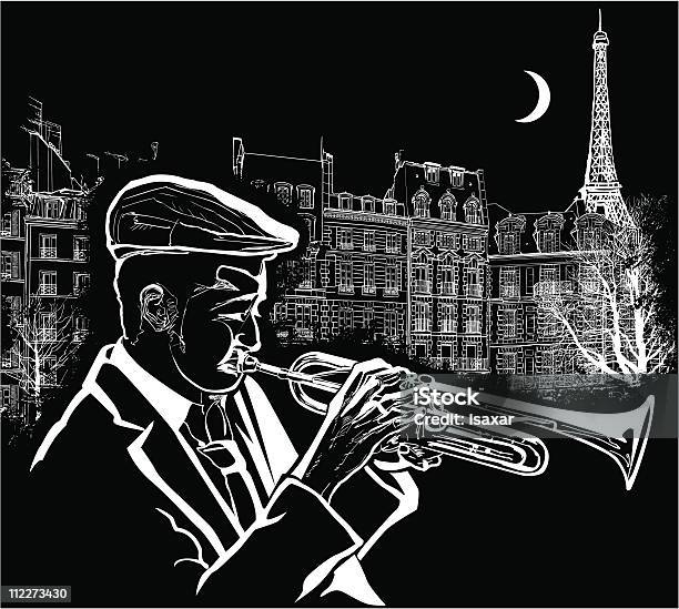 Trumpeter On A Grunge Background Stock Illustration - Download Image Now - R&B, Night, Paris - France