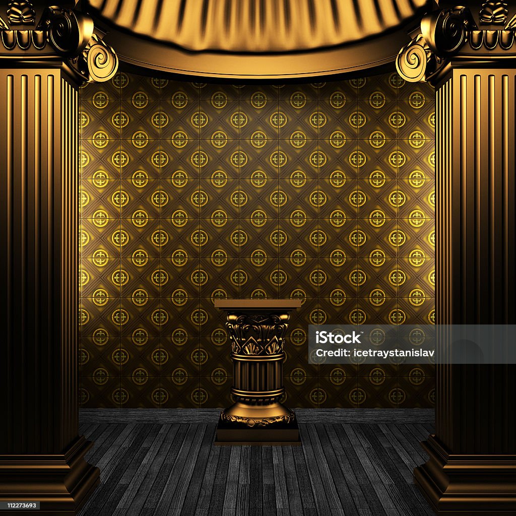 ブロンズの柱、台座に、�タイル張りの壁 - カラー画像のロイヤリティフリーストックフォト