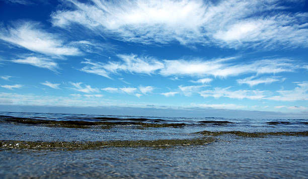 eau vagues de l'océan pacifique - horizon over water horizontal surface level viewpoint photos et images de collection