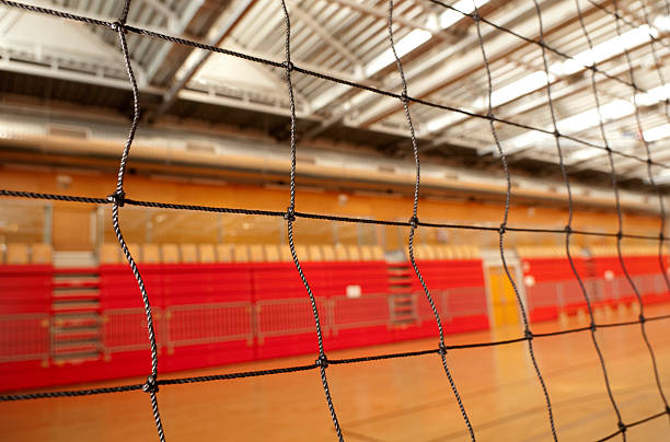 istock Volleyball Net in Red Sports Hall 112275542