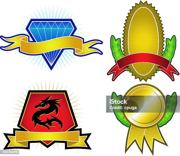 一連の 4 つのベクトル Emblems 背 - イラストレーションのベクターアート素材や画像を多数ご用意 - イラストレーション, カラー画像, テンプレート
