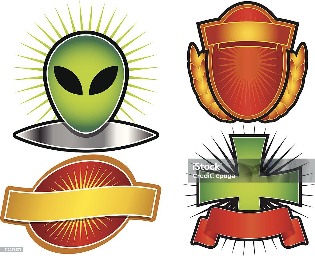 Alien Tech Emblems Set Of 4 Vector Emblems Crests Stock Illustration - Download Image Now ...