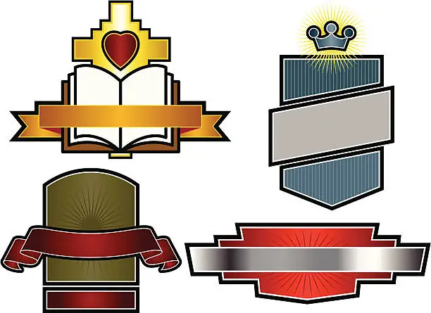 Vector illustration of Set of 4 Vector Emblems & Crests