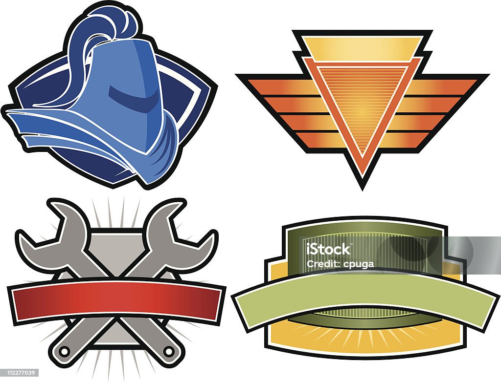 Emblem Graphics Set Of 4 Vector Emblems Crests Stock Illustration - Download Image Now ...