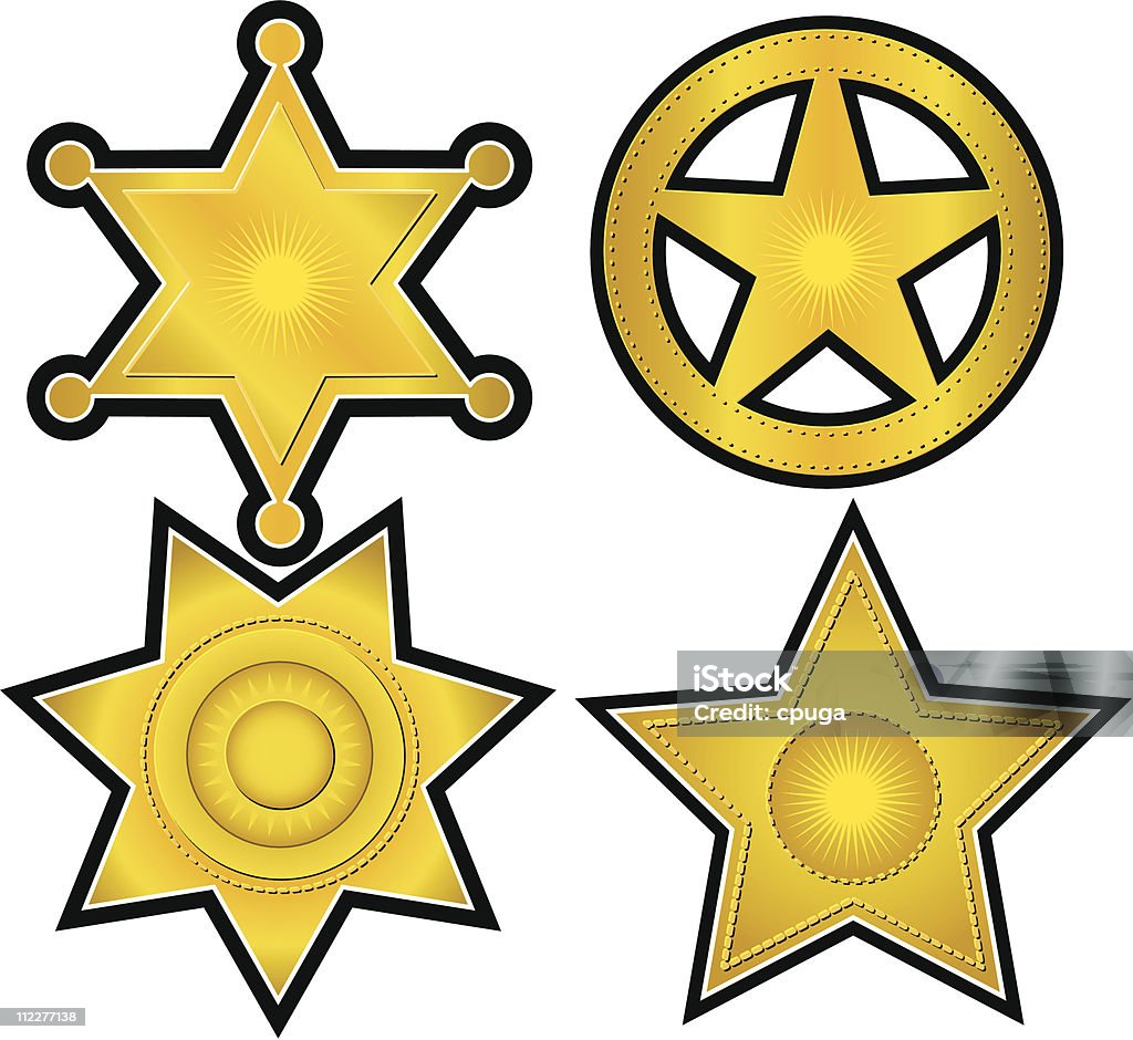 Ensemble d'or Badges de quatre - clipart vectoriel de Police libre de droits