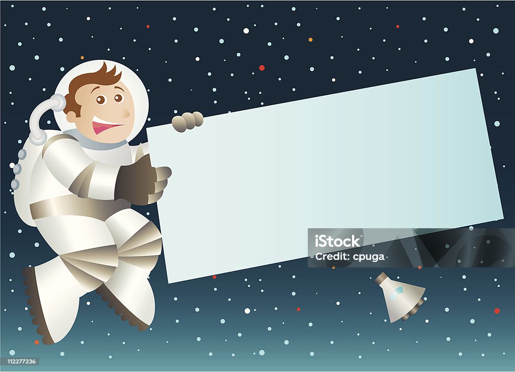 Astronauta exploração em branco sinal - Royalty-free Afixar Cartaz arte vetorial