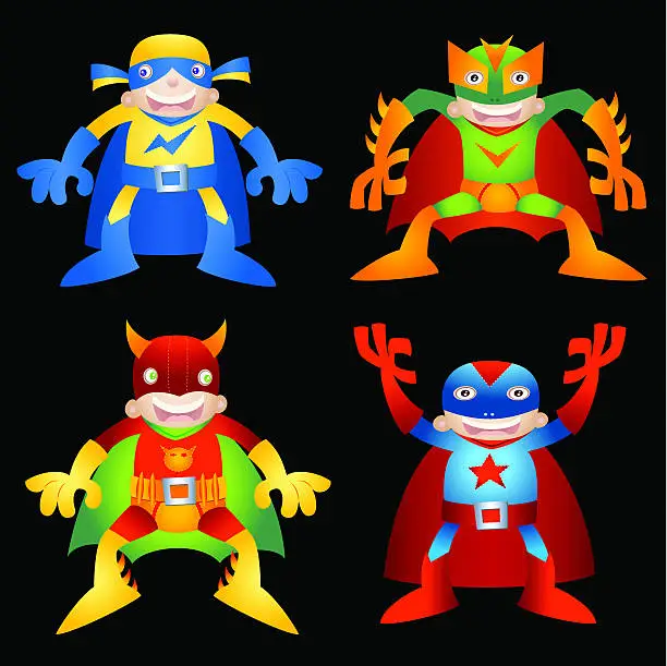 Vector illustration of Set of Superheros!