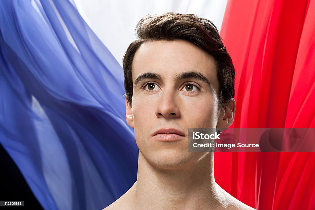 Uomo con bandiera della Francia - Foto stock royalty-free di 20-24 anni
