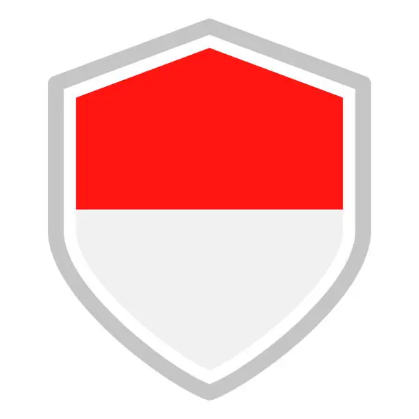 Vector illustration of Indonesia - Shield Flag Vector Flat Icon