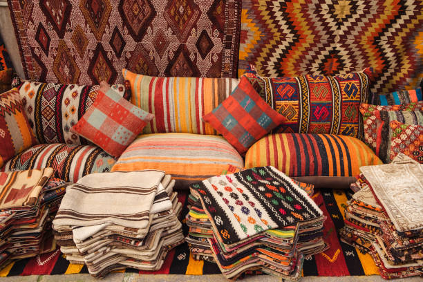 istock Traditional turkish textile on Egyptian bazaar in Istanbul 1124220701