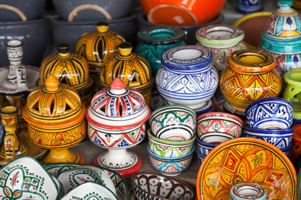 istock Rows of Moroccan earthenwares for sale 1124223645