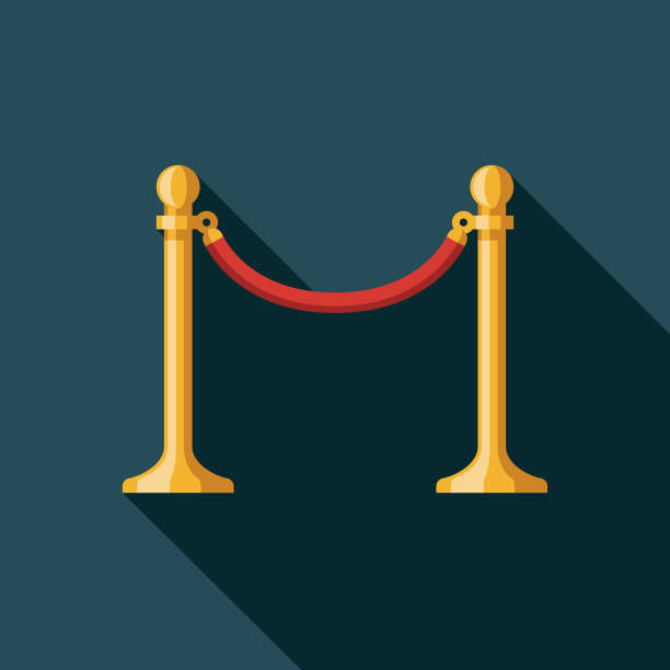 Velvet Rope Movie Icon A flat design icon with a long shadow. File is built in the CMYK color space for optimal printing. Color swatches are global so it’s easy to change colors across the document. roped off stock illustrations