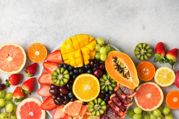 istock Raw fruits berries platter 1124226374