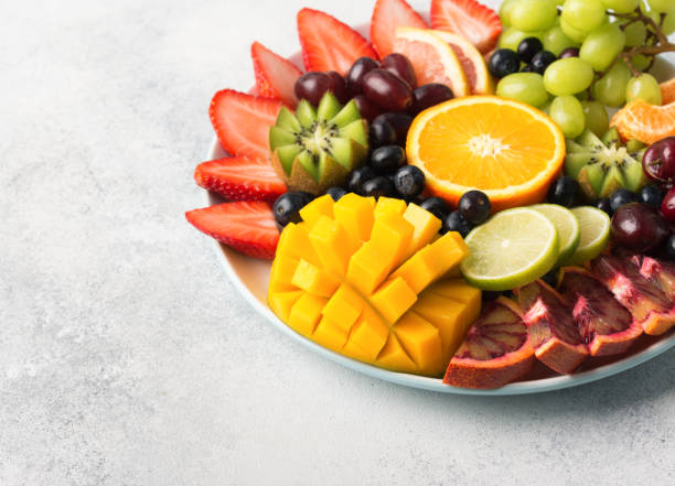 istock Raw fruits berries platter 1124226442