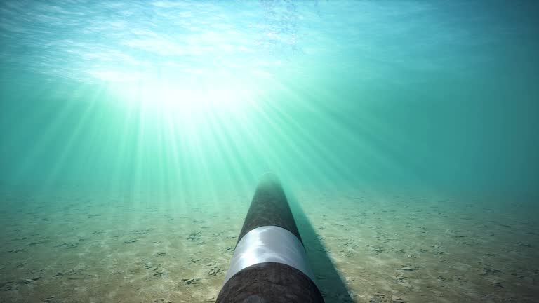 Underwater gas pipeline on seabed