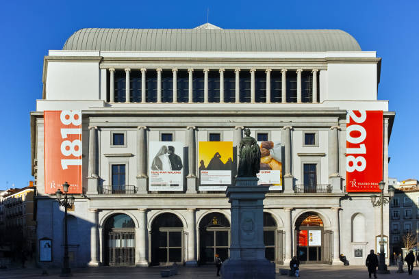 Amazing morning view of building of Teatro Real in Madrid, Spain stock photo