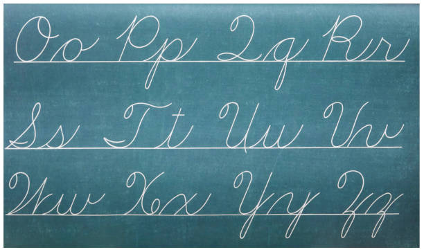 Handwritten letters and numbers on slate