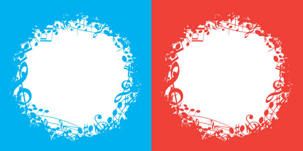 blue and red vector music backgrounds with white center and musical notes blue and red vector music backgrounds with white center and musical notes music loop stock illustrations