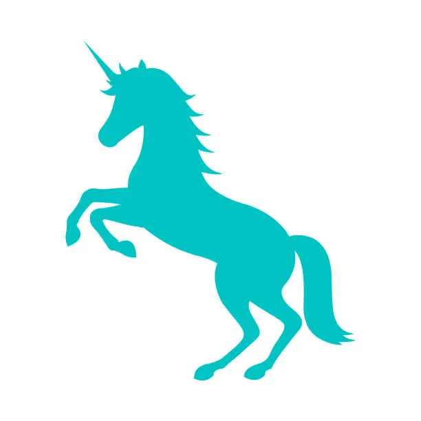 Vector illustration of unicorn icon, silhouette on white background, vector