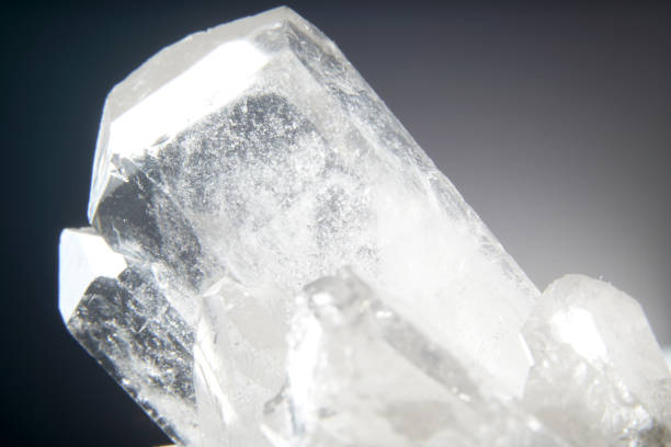 istock Quartz also called deep quartz photographed in studio in front of black background in Marco mode 1124228339