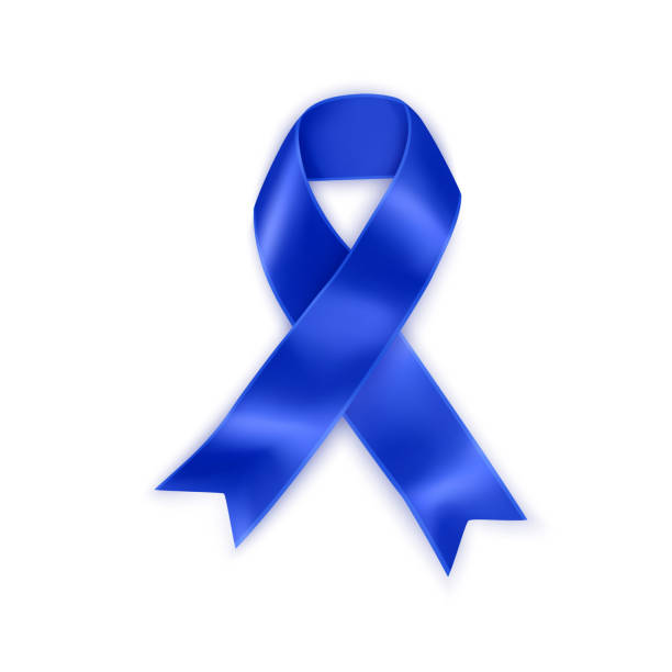istock Awareness dark blue ribbon isolated on white background, Navy blue awareness ribbon for Colon Cancer and Colorectal Cancer symbol 1124231290