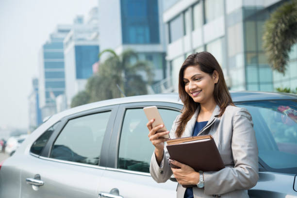 happy businesswoman - stock image - india car people business imagens e fotografias de stock