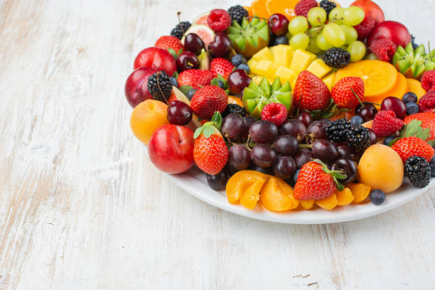 istock Raw fruits berries platter 1124236877