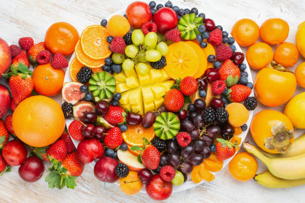 istock Raw fruits berries platter 1124236885