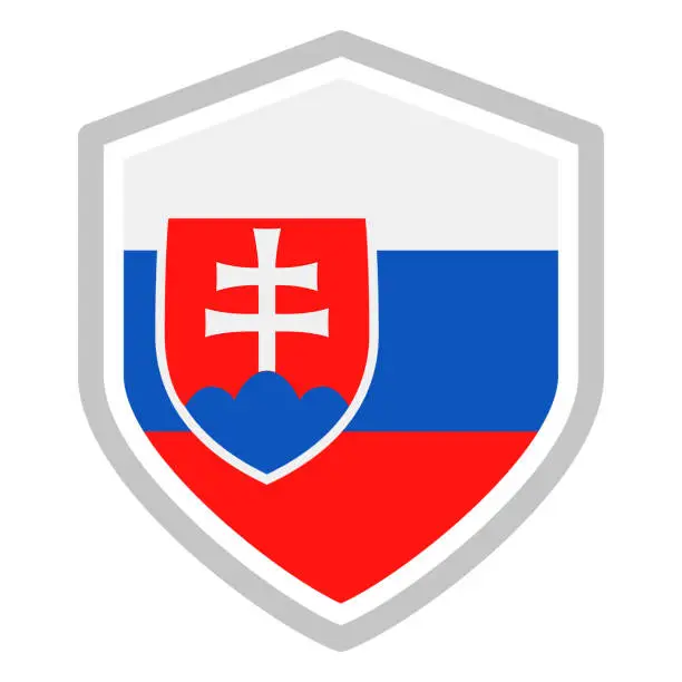 Vector illustration of Slovakia - Shield Flag Vector Flat Icon