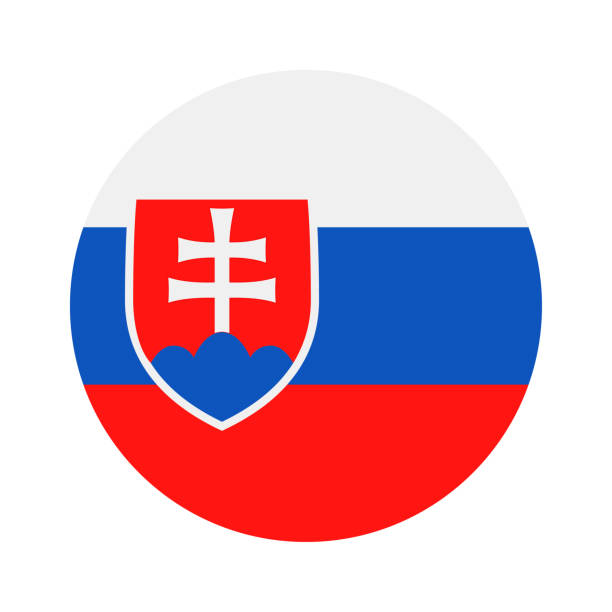 slovakya - bayrak vektör düz simgesi yuvarlak - slovakia stock illustrations