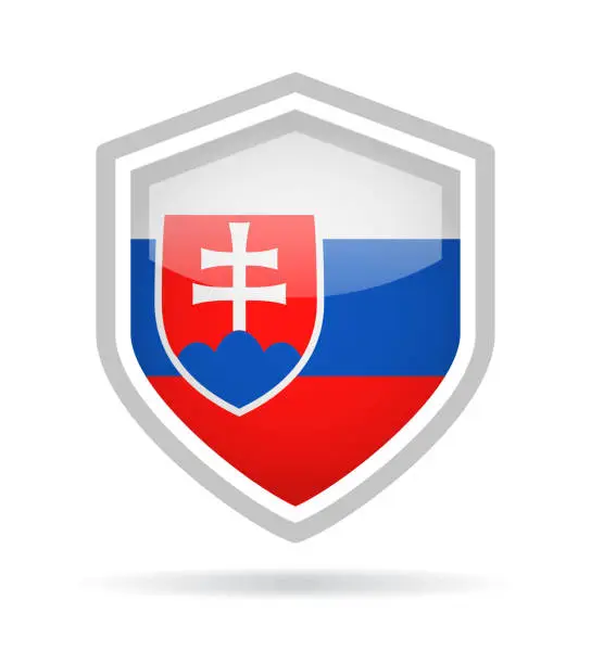 Vector illustration of Slovakia - Shield Flag Vector Glossy Icon