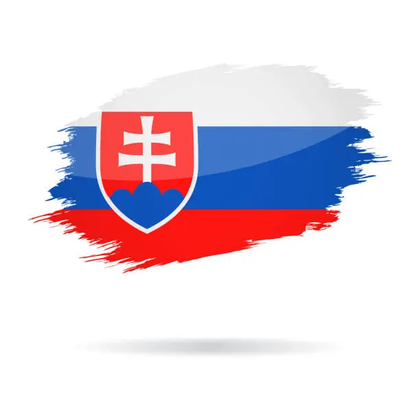 Vector illustration of Slovakia - Grunge Flag Vector Glossy Icon