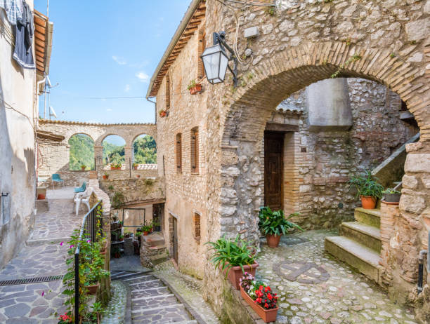 Idyllic view in Rocchette, old rural village in Rieti Province, Lazio (Italy) Idyllic view in Rocchette, old rural village in Rieti Province, Lazio (Italy) rieti stock pictures, royalty-free photos & images