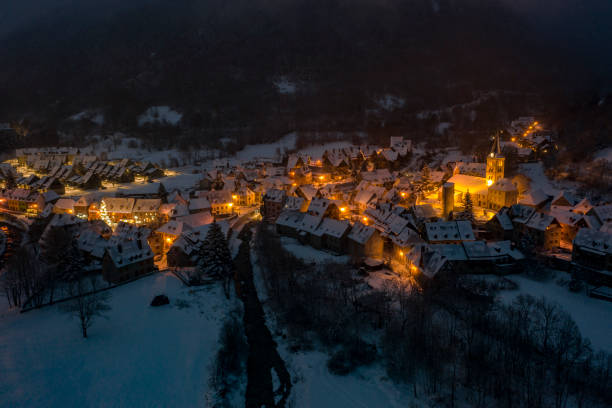 istock Winter village by night 1124241775