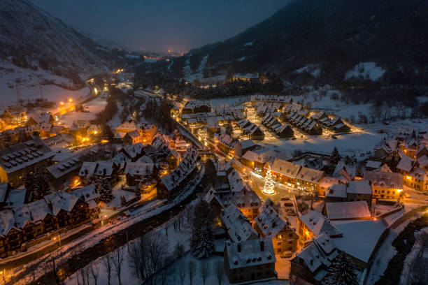 istock Winter village by night 1124241876