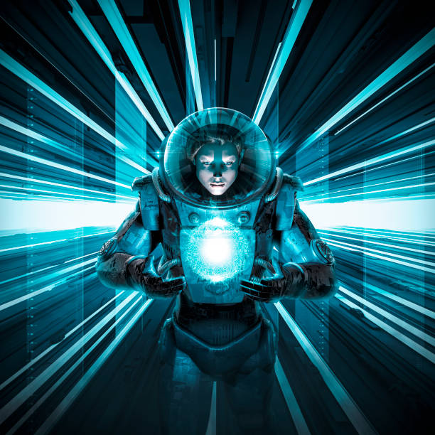 istock Female astronaut delivering the orb 1124244224
