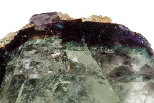 istock Macro of a mineral stone Fluorite on a white background 1124245256
