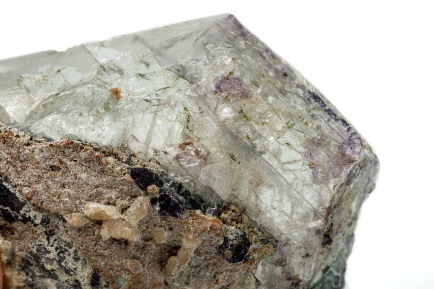istock Macro of a mineral stone Fluorite on a white background 1124245307