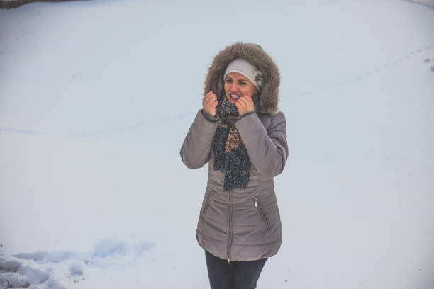 Woman have winter fun
