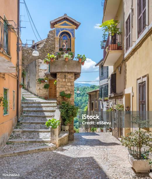 Subiaco Old Town In A Summer Morning Province Of Rome Latium Central Italy Stock Photo - Download Image Now