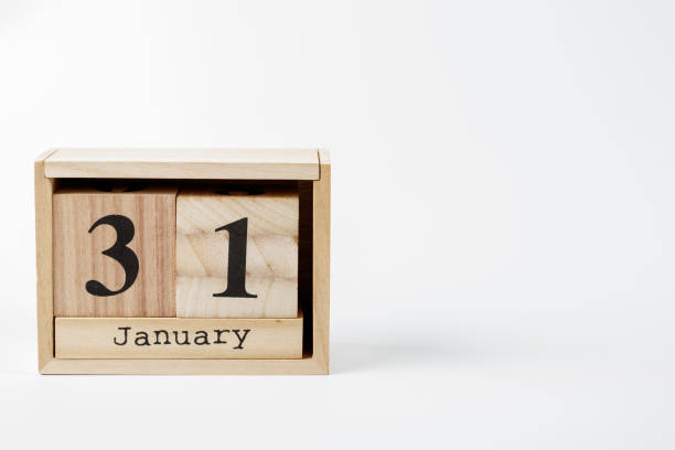 istock Wooden calendar January 31 on a white background 1124247923