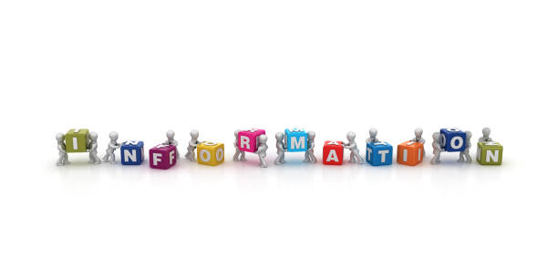 istock Business People Carrying INFORMATION Buzzword Cubes - 3D Rendering 1124249476